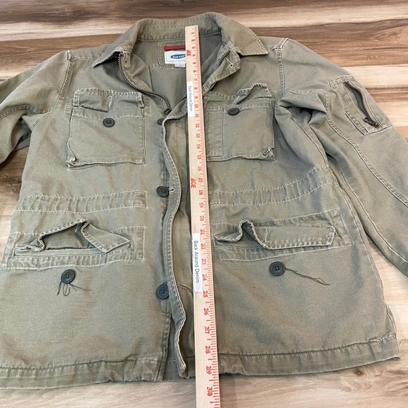 Old Navy Military Field Jacket Mens Small Army Green Full Zip Cotton Utility Zip - Picture 5 of 10